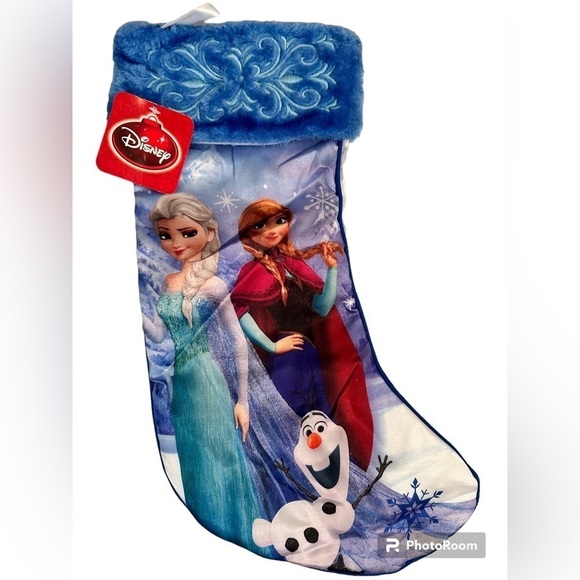 Disney frozen Christmas stocking. Blue faux fur on top 19 in long - Picture 1 of 2